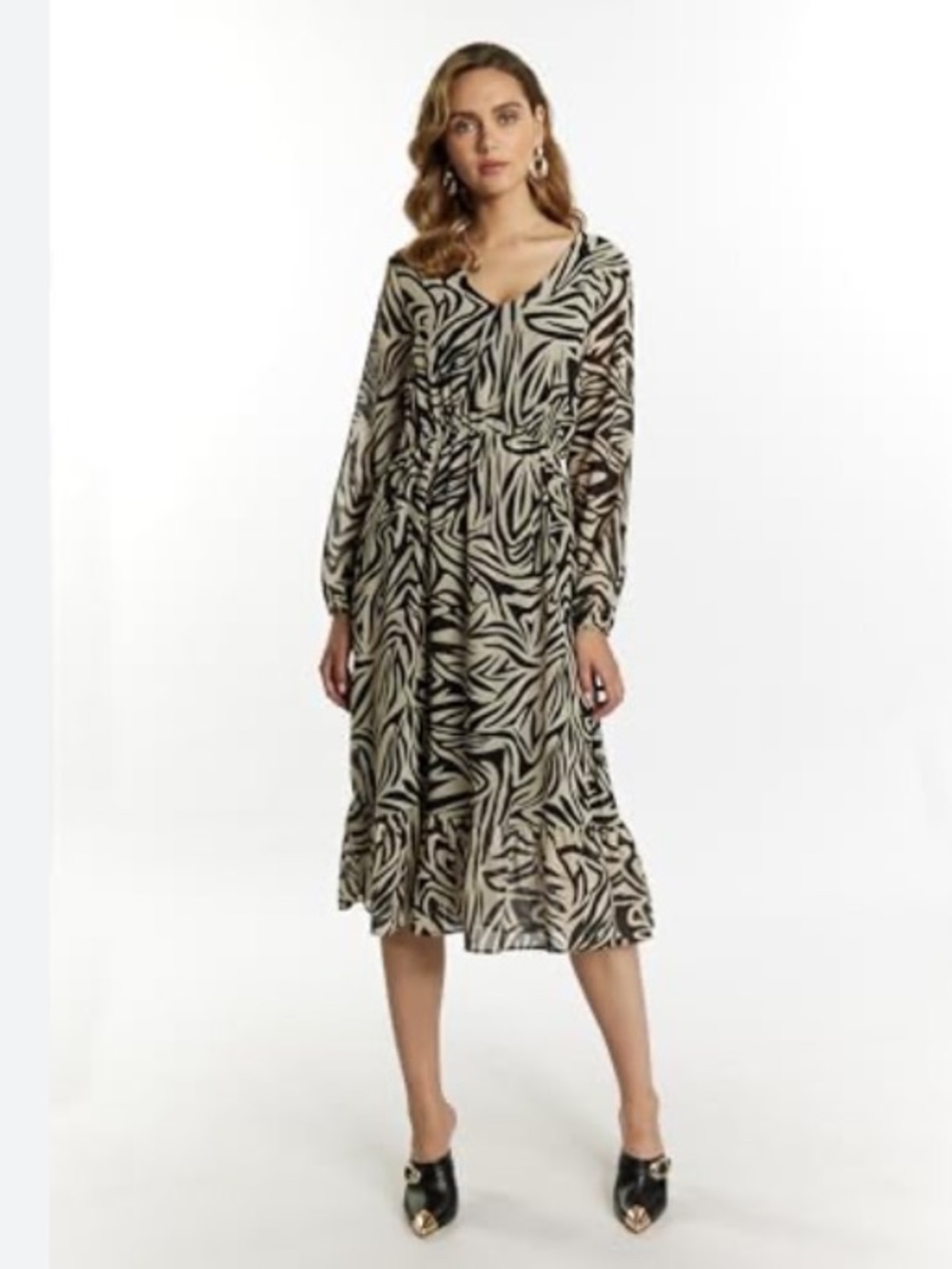 Sorella Long Sleeve Zebra Print Dress Ladies Clothes
